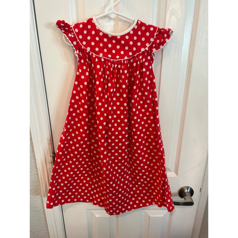 Barefoot Dress Red Polka Dot Flutter Sleeve Girls 4T Minnie Mouse Costume Style